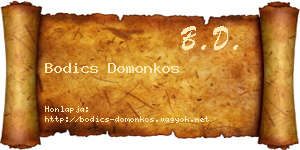 Bodics Domonkos névjegykártya